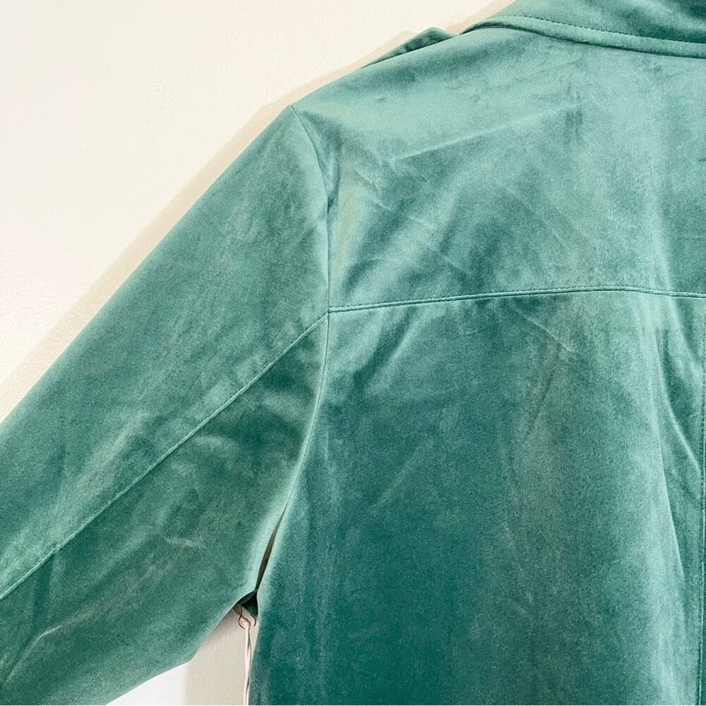 LC Lauren Conrad Collared Long Sleeve Full Zip Velvet Moto Jacket Green XXL NWT - Picture 8 of 11